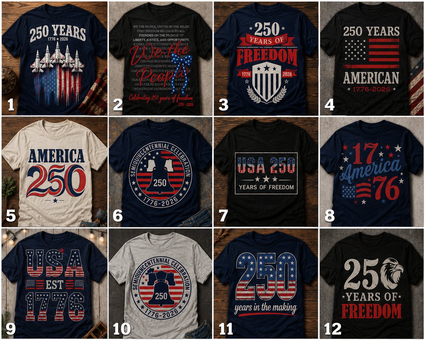 250th America T-shirt designs